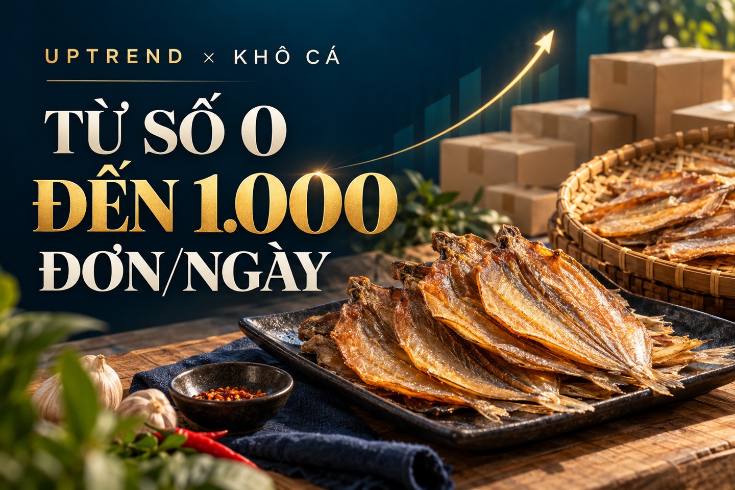 Uptrend × Khô Cá: từ số 0 đến mốc 1.000 đơn/ngày — ảnh bìa minh họa